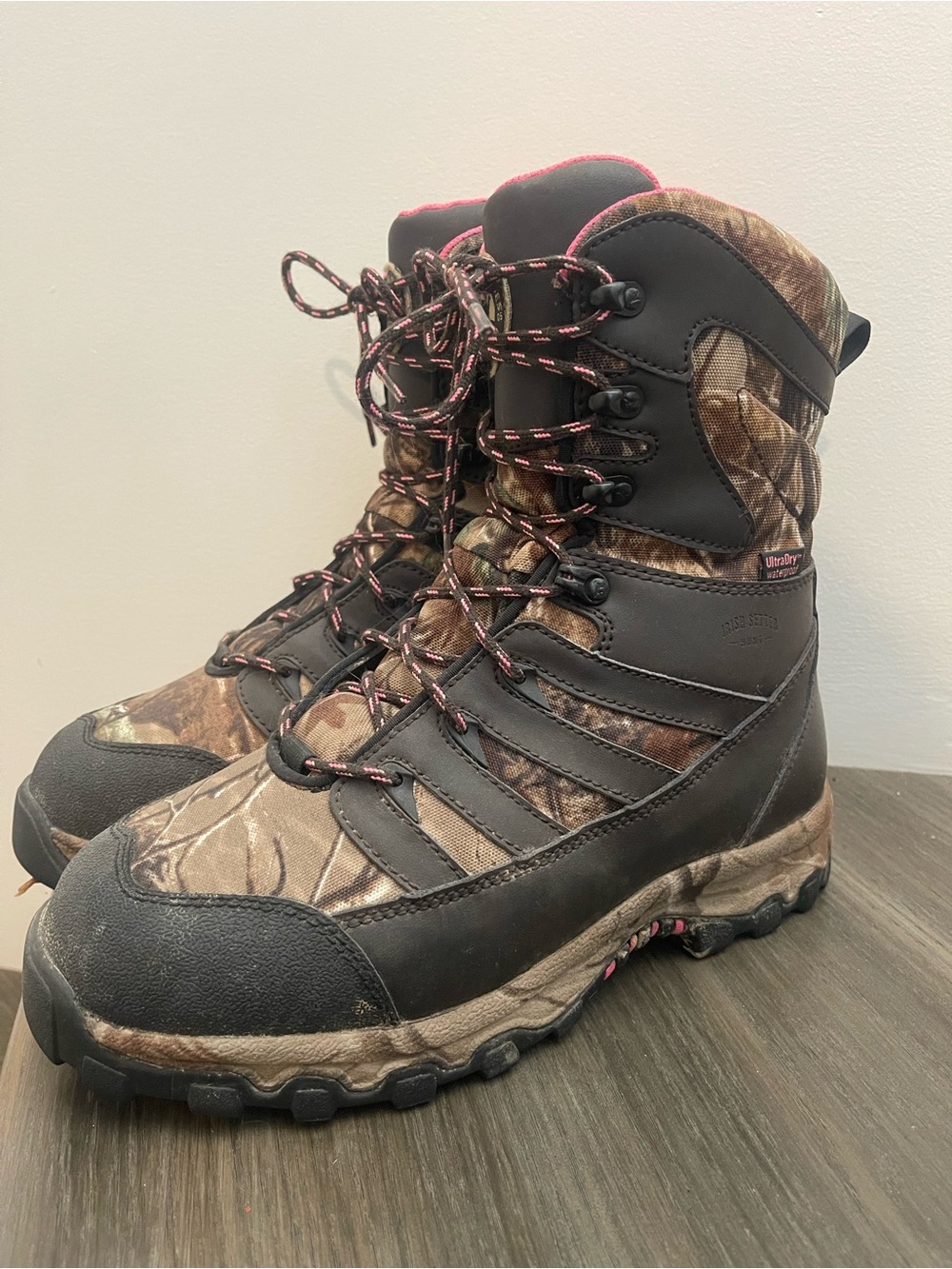 Women's Brown Camo Waterproof Hiking Boots